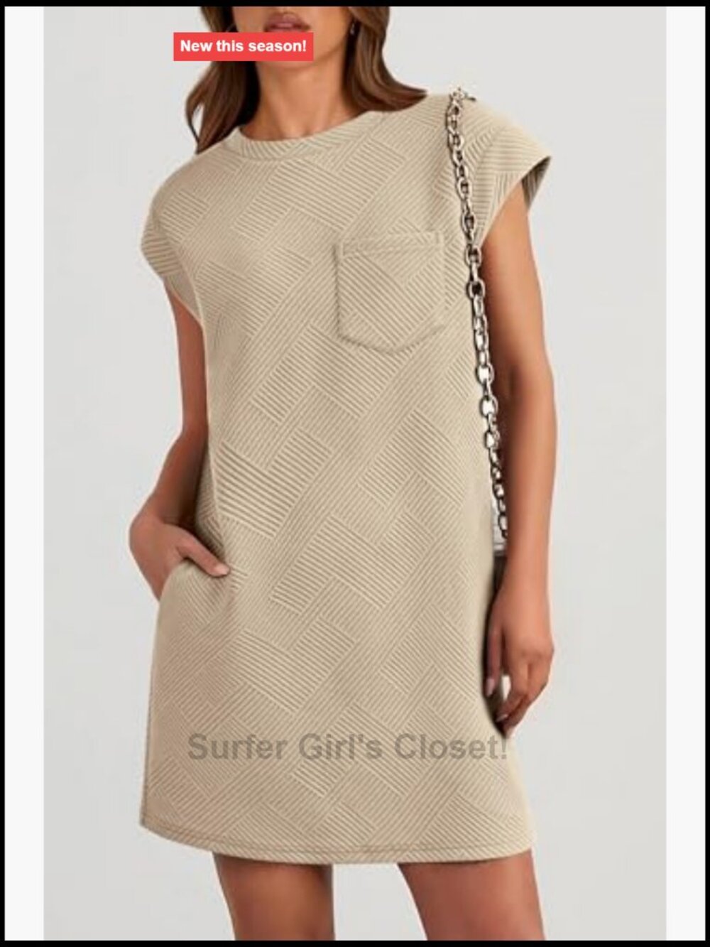 Women's Cap Sleeve Shift Dress with Pockets Soft Summer Casual Mini Dress - Picture 5 of 7